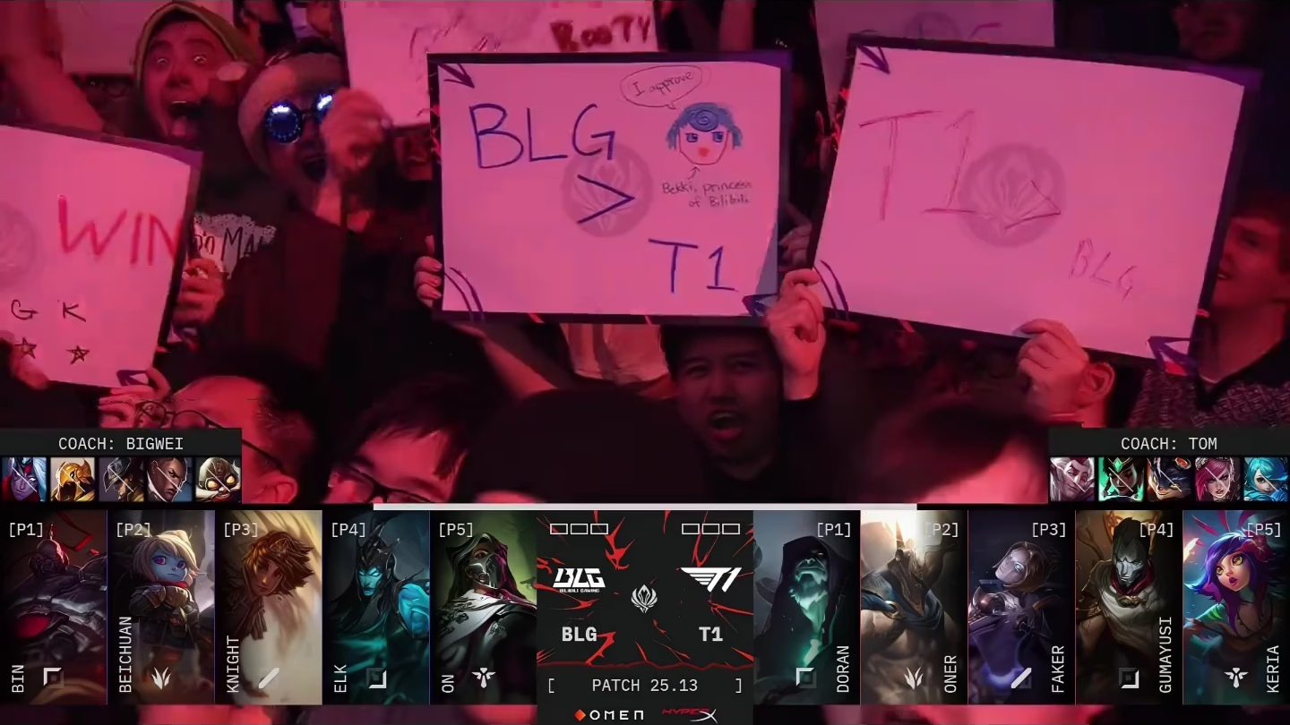 JDG险胜BLG，Faker单局斩获MVP成都决赛之夜2:1（伦敦）